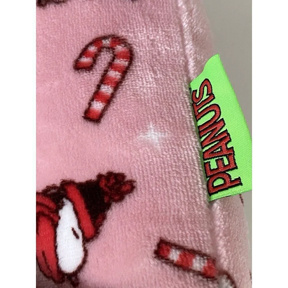 Peanuts Snoopy Small Dog Cat Pet Cozy Cuddler Bed Christmas Pink Candy Cane‎ NEW